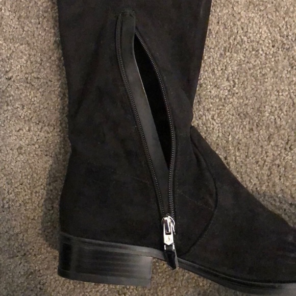 Black Suede Knee Boots - Picture 2 of 3